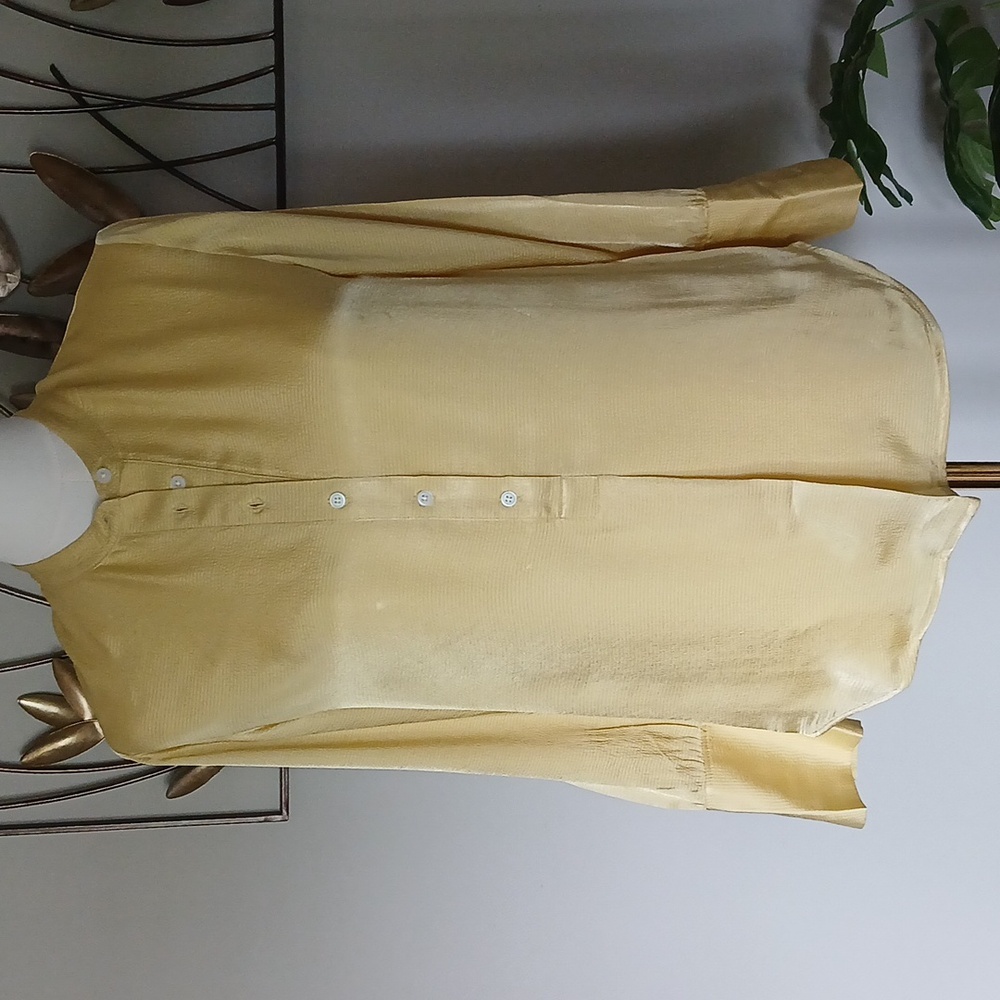 EVERLANE The Hammered Satin Yellow Shirt Sz XS